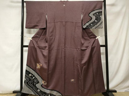 平和屋着物■訪問着 刺繍 絞り 道長花車文 金糸 正絹 逸品 CABE3351ev