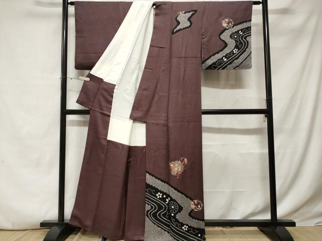 平和屋着物■訪問着 刺繍 絞り 道長花車文 金糸 正絹 逸品 CABE3351ev