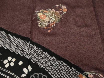平和屋着物■訪問着 刺繍 絞り 道長花車文 金糸 正絹 逸品 CABE3351ev