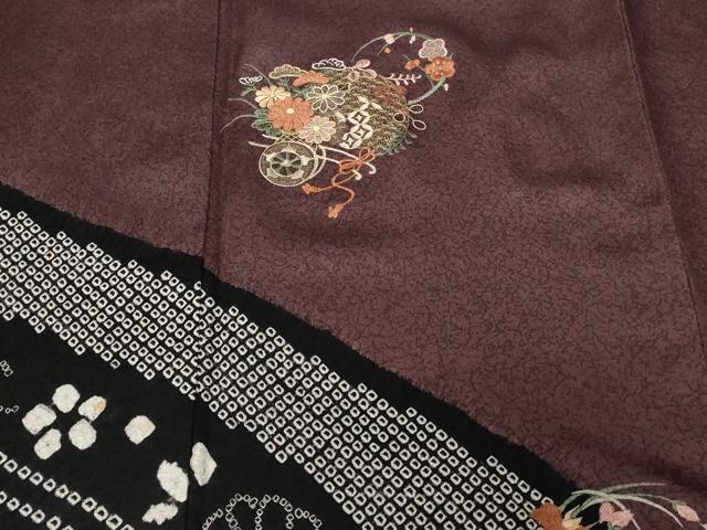 平和屋着物■訪問着 刺繍 絞り 道長花車文 金糸 正絹 逸品 CABE3351ev