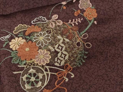 平和屋着物■訪問着 刺繍 絞り 道長花車文 金糸 正絹 逸品 CABE3351ev