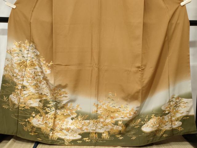 平和屋着物■豪華色留袖　駒刺繍　御所解文　暈し染め　金銀彩　正絹　逸品　CABE3358ev