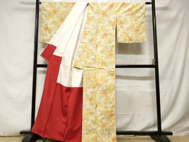 平和屋着物■上質な紬　草花文　正絹　逸品　CABE3373ev