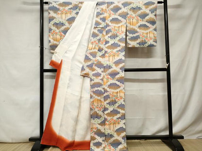 平和屋着物■上質な小紋　花繋ぎ文　暈し染め正絹　逸品　CABE3382ev