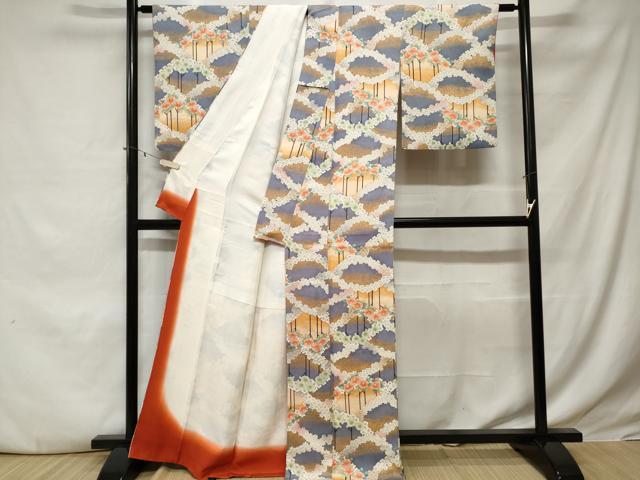 平和屋着物■上質な小紋　花繋ぎ文　暈し染め正絹　逸品　CABE3382ev