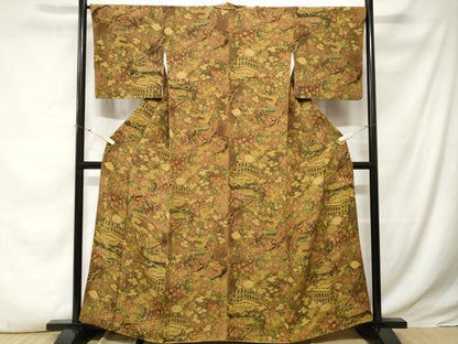 平和屋着物■上質な小紋 風景文 暈し染め 鬼しぼ縮緬 正絹 逸品 CABE3386ev