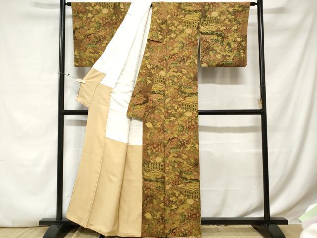 平和屋着物■上質な小紋 風景文 暈し染め 鬼しぼ縮緬 正絹 逸品 CABE3386ev