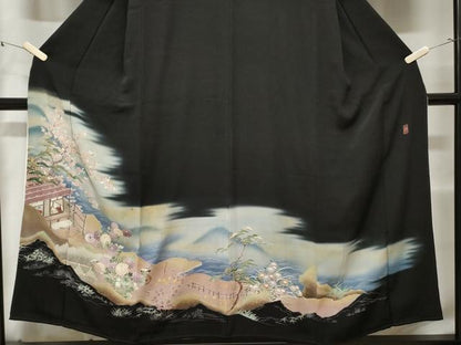 平和屋着物■豪華黒留袖 作家物 人物御所解文 暈し染め 金彩 正絹 逸品 CABE3391ev