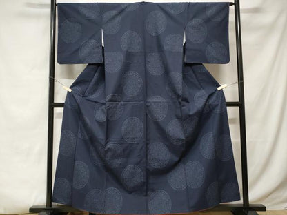 平和屋着物■上質な紬 幾何学花丸文 正絹 逸品 CABE3408ev