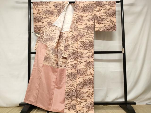 平和屋着物■上質な紬 幾何学文 胴抜き仕立て 正絹 逸品 CABE3409ev