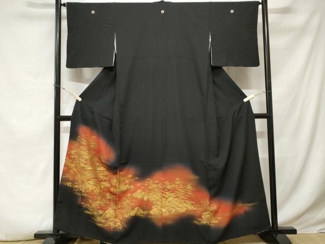 平和屋着物■豪華黒留袖 刺繍 御所解文 暈し染め 金彩 正絹 逸品 CABE3418ev