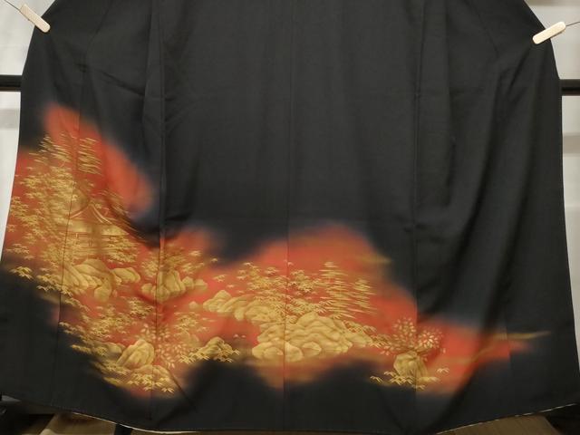 平和屋着物■豪華黒留袖 刺繍 御所解文 暈し染め 金彩 正絹 逸品 CABE3418ev