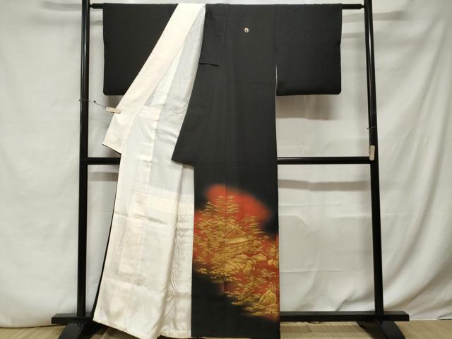 平和屋着物■豪華黒留袖 刺繍 御所解文 暈し染め 金彩 正絹 逸品 CABE3418ev