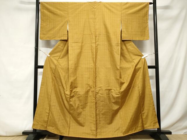 平和屋着物■上質な紬 格子柄 正絹 逸品 未使用 CABE3426ev