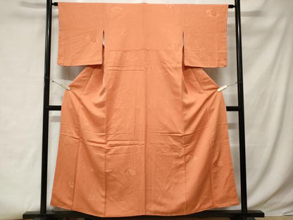 平和屋着物■上質な色無地　地紙吉祥花地紋　曙色　正絹　逸品　未使用　CABE3447ev
