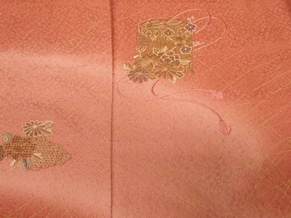 平和屋着物■中国三大刺繍　スワトウ刺繍　訪問着　貝桶花文　暈し染め　金彩　正絹　逸品　未使用　CABE3451ev