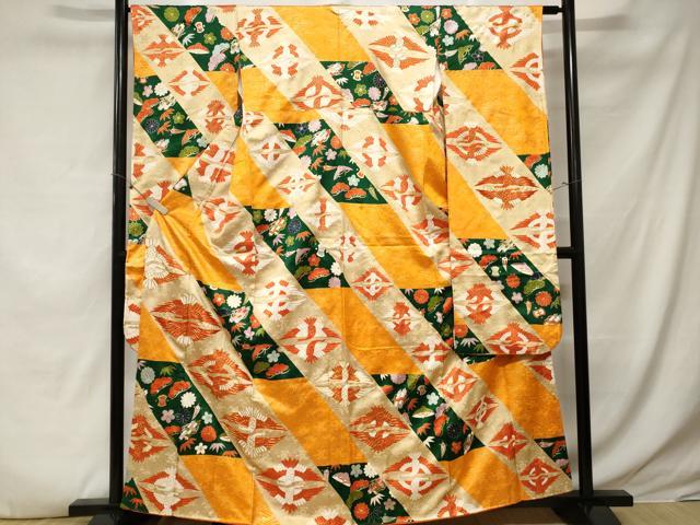 平和屋着物■豪華振袖　駒刺繍　宝尽くし双鶴文　松竹梅　金彩　正絹　逸品　CABE3460ev