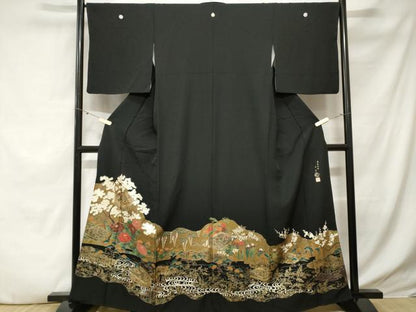 平和屋着物■豪華黒留袖　作家物　本金七宝　文箱流水枝花文　金彩　正絹　逸品　CABE3463ev