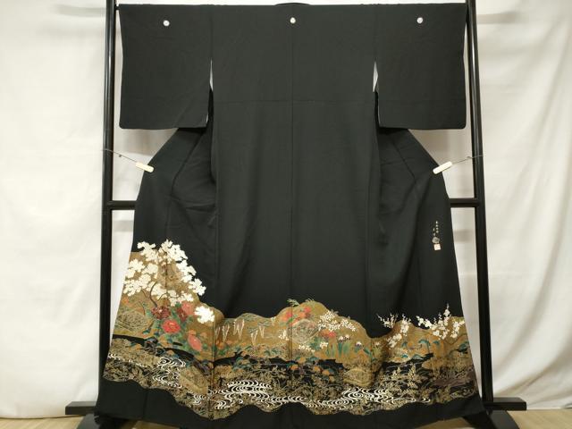 平和屋着物■豪華黒留袖　作家物　本金七宝　文箱流水枝花文　金彩　正絹　逸品　CABE3463ev