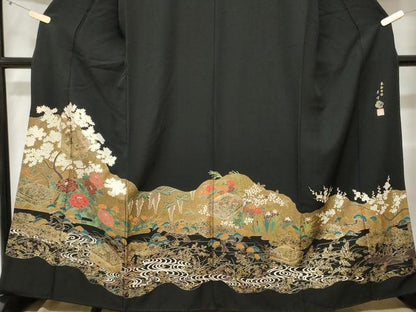 平和屋着物■豪華黒留袖　作家物　本金七宝　文箱流水枝花文　金彩　正絹　逸品　CABE3463ev