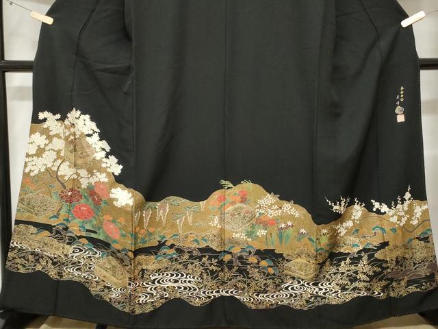 平和屋着物■豪華黒留袖　作家物　本金七宝　文箱流水枝花文　金彩　正絹　逸品　CABE3463ev