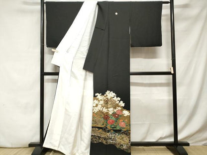 平和屋着物■豪華黒留袖　作家物　本金七宝　文箱流水枝花文　金彩　正絹　逸品　CABE3463ev