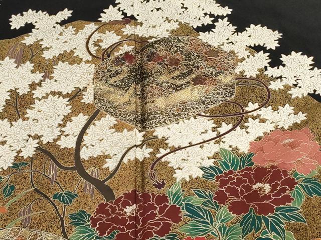 平和屋着物■豪華黒留袖　作家物　本金七宝　文箱流水枝花文　金彩　正絹　逸品　CABE3463ev