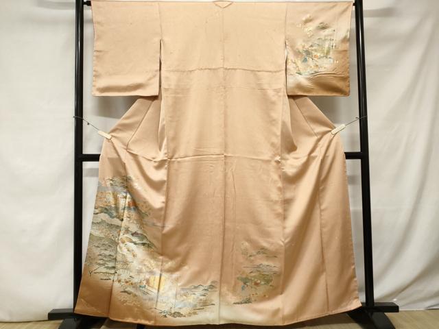 平和屋着物■訪問着　人物風景文　暈し染め　金銀彩　正絹　逸品　未使用　CABE3472ev