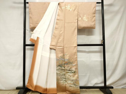 平和屋着物■訪問着　人物風景文　暈し染め　金銀彩　正絹　逸品　未使用　CABE3472ev