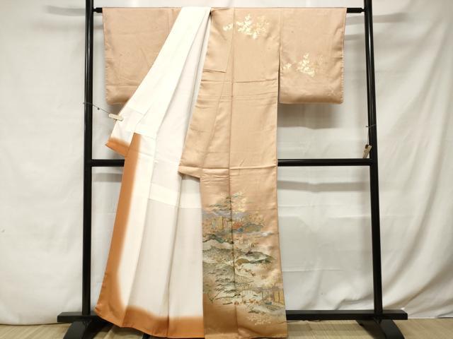 平和屋着物■訪問着　人物風景文　暈し染め　金銀彩　正絹　逸品　未使用　CABE3472ev