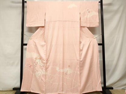 平和屋着物■訪問着　総刺繍　絞り　御所車草花文　　正絹　逸品　CABE3475ev