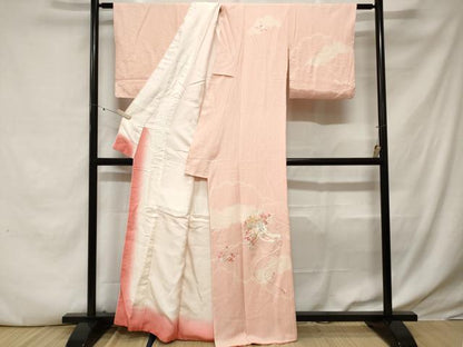 平和屋着物■訪問着　総刺繍　絞り　御所車草花文　　正絹　逸品　CABE3475ev