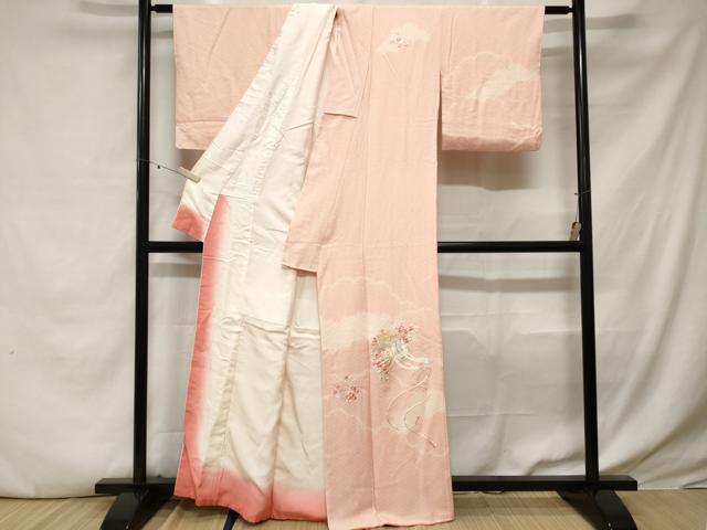 平和屋着物■訪問着　総刺繍　絞り　御所車草花文　　正絹　逸品　CABE3475ev