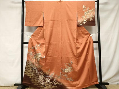 平和屋着物■訪問着　鼓　横笛　鬘帯花文　暈し染め　金銀彩　正絹　逸品　CABE3479ev