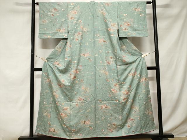 平和屋着物■上質な小紋　芝草萩文　金彩　正絹　逸品　CABE3484ev