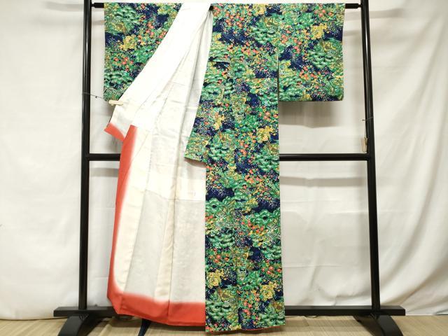 平和屋着物■上質な小紋　風景花鳥文　正絹　逸品　CABE3487ev