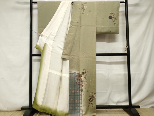 平和屋着物■訪問着　雪輪枝垂れ花文　暈し染め　金彩　正絹　逸品　CABE3489ev