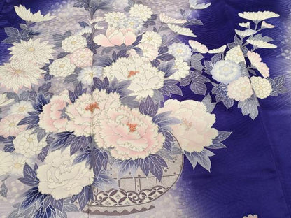 平和屋着物■豪華振袖　駒刺繍　よろけ縞花籠文　暈し染め　銀彩　正絹　逸品　CABE3499ev