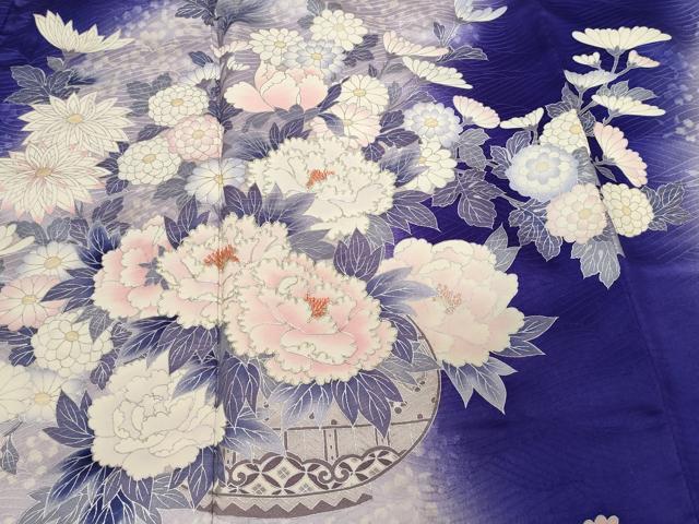 平和屋着物■豪華振袖　駒刺繍　よろけ縞花籠文　暈し染め　銀彩　正絹　逸品　CABE3499ev