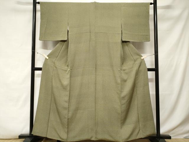 平和屋着物■上質な小紋　矢羽文　黒地　正絹　逸品　CABE3504ev