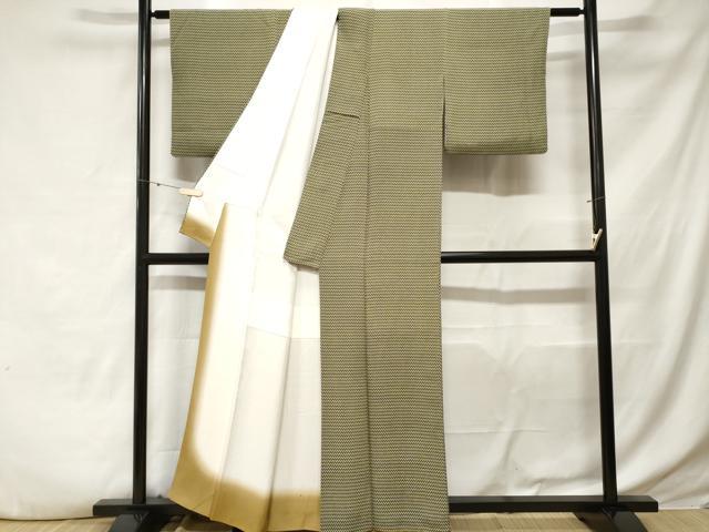 平和屋着物■上質な小紋　矢羽文　黒地　正絹　逸品　CABE3504ev
