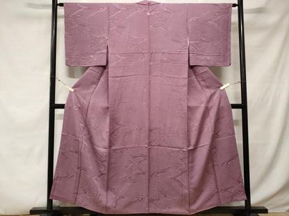 平和屋着物■上質な色無地　流水地紋　紫色　正絹　逸品　CABE3511ev