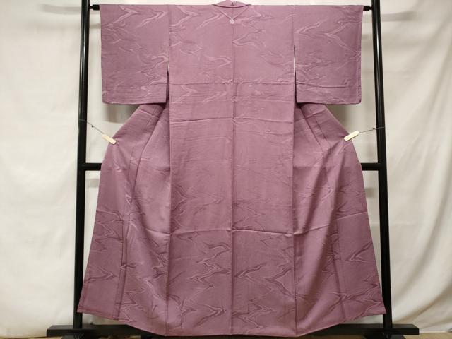 平和屋着物■上質な色無地　流水地紋　紫色　正絹　逸品　CABE3511ev