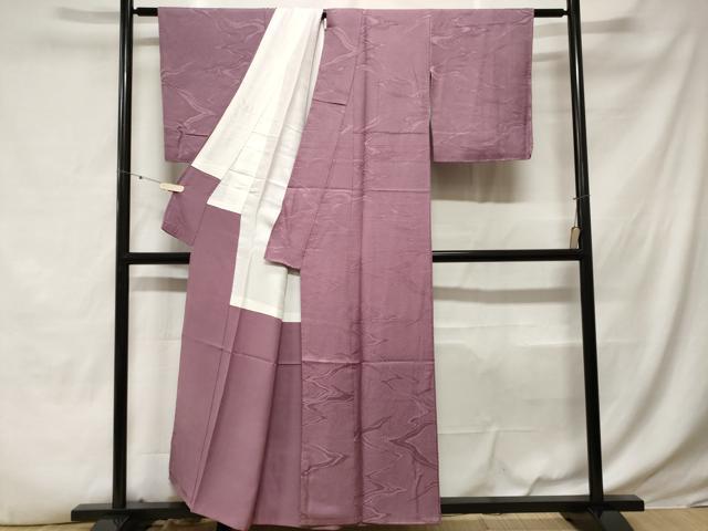 平和屋着物■上質な色無地　流水地紋　紫色　正絹　逸品　CABE3511ev