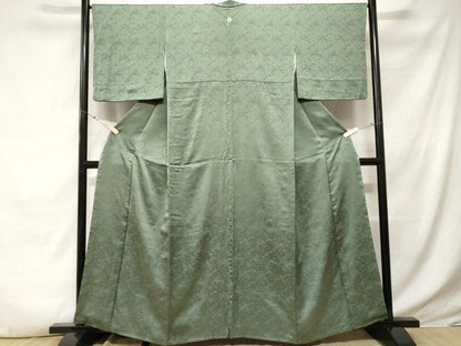 平和屋着物■上質な色無地　霞地紋　青鈍色　正絹　逸品　CABE3518ev