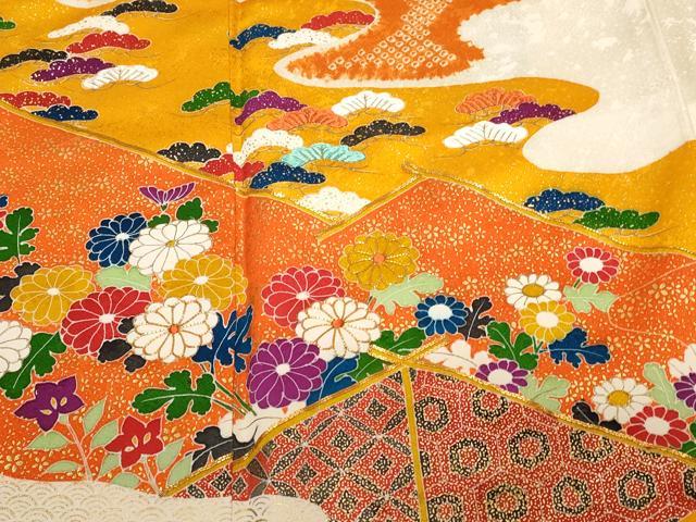 平和屋着物■訪問着　駒刺繍　絞り　吉祥枝花文　金彩　正絹　逸品　CABE3556ev