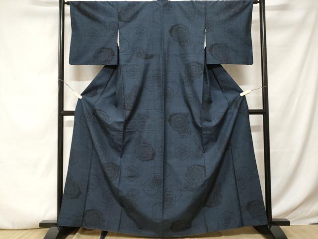 平和屋着物■結城紬　100亀甲　鏡裏花文　正絹　逸品　CABE3575ev
