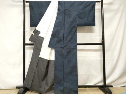 平和屋着物■結城紬　100亀甲　鏡裏花文　正絹　逸品　CABE3575ev