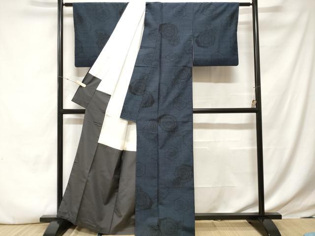 平和屋着物■結城紬　100亀甲　鏡裏花文　正絹　逸品　CABE3575ev