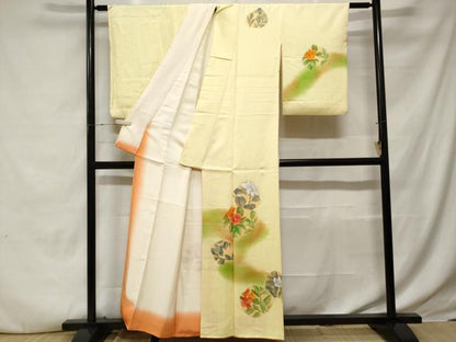 平和屋着物■訪問着　枝花文　暈し染め　正絹　逸品　CABE3576ev